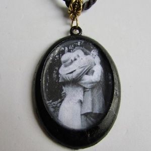 LC Wedding Portrait Vintage Image Black and White Handmade Silk 4mm Cord necklac